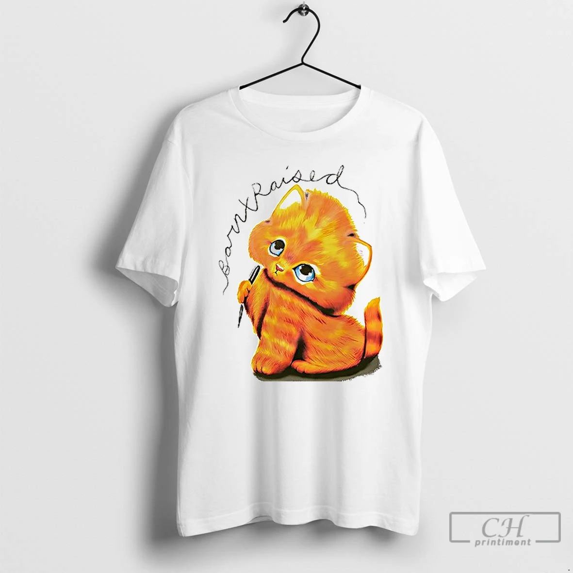 Premium Born X Raised Kitty Vintage 1 Sided T Shirts