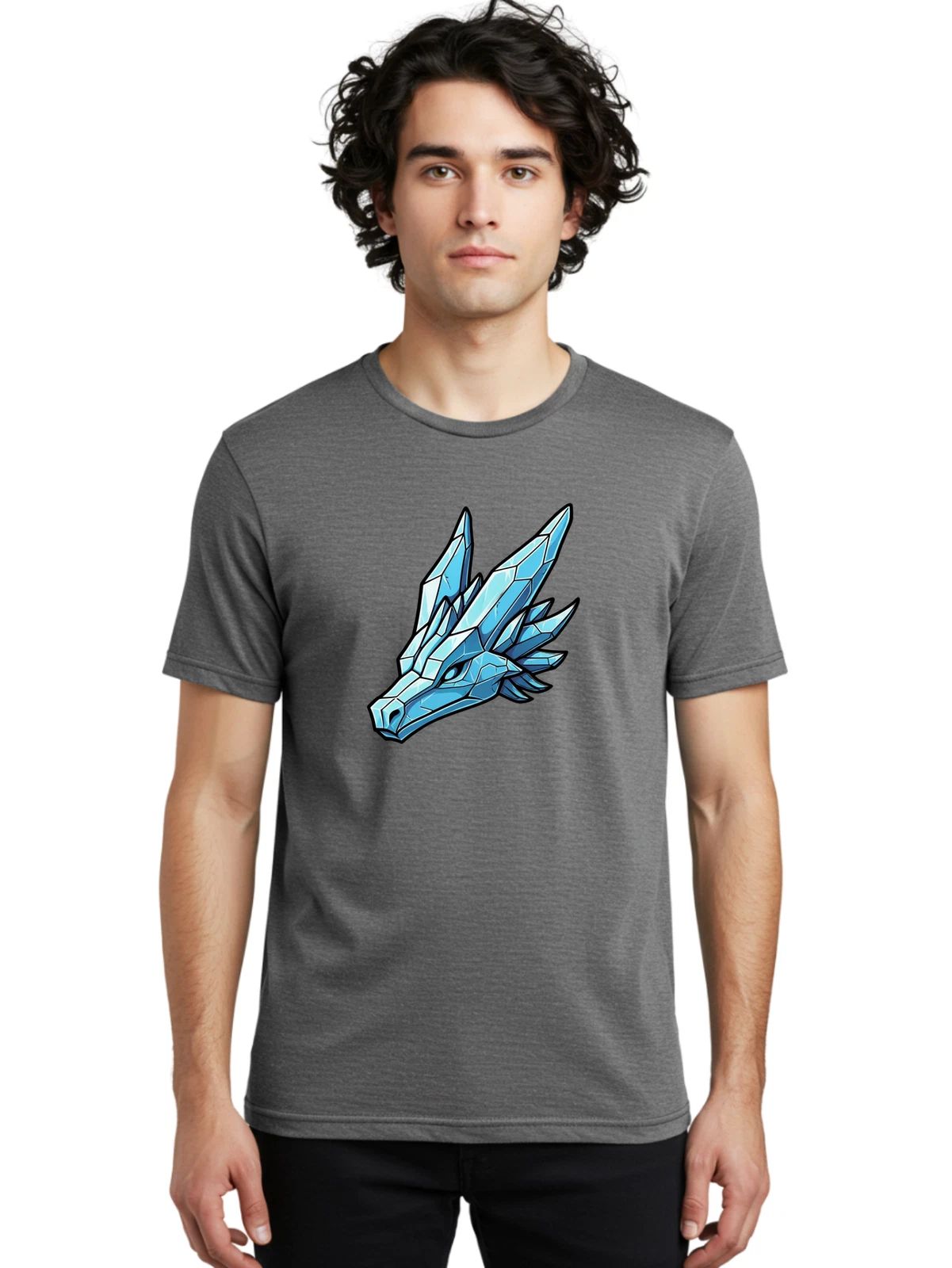 Crystal-Dragon-Head-2 Mens Graphic Tee, 100% Cotton, Casual Summer Wear
