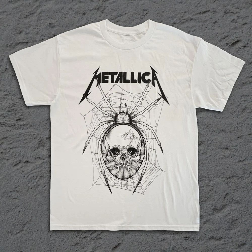 Vtg Metallica Spider Hard Rock Band White T-shirt Size S-5XL
