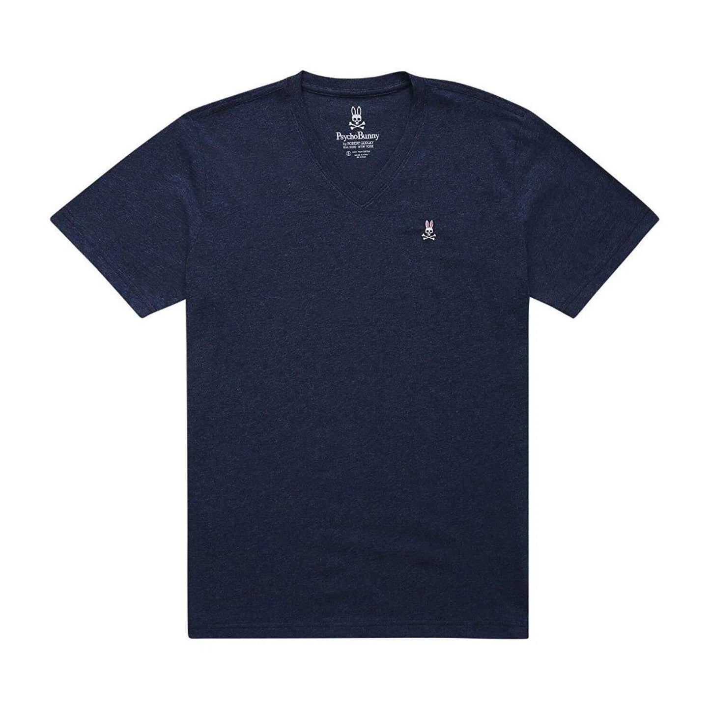 Psycho Bunny Big & Tall Men's Heather Navy Embroidered Logo V-Neck T-Shirt