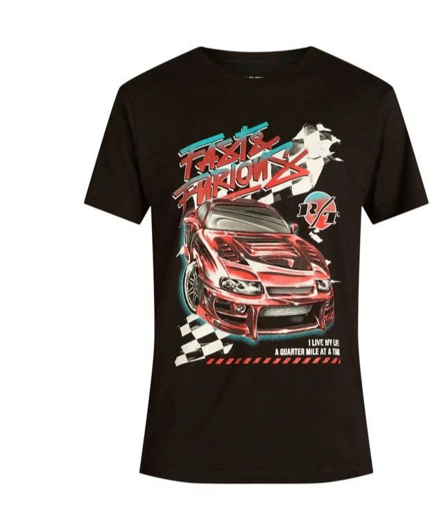 Fast & Furious Men's Black Short Sleeve Crewneck Graphic T- shirt Size L (42-44)