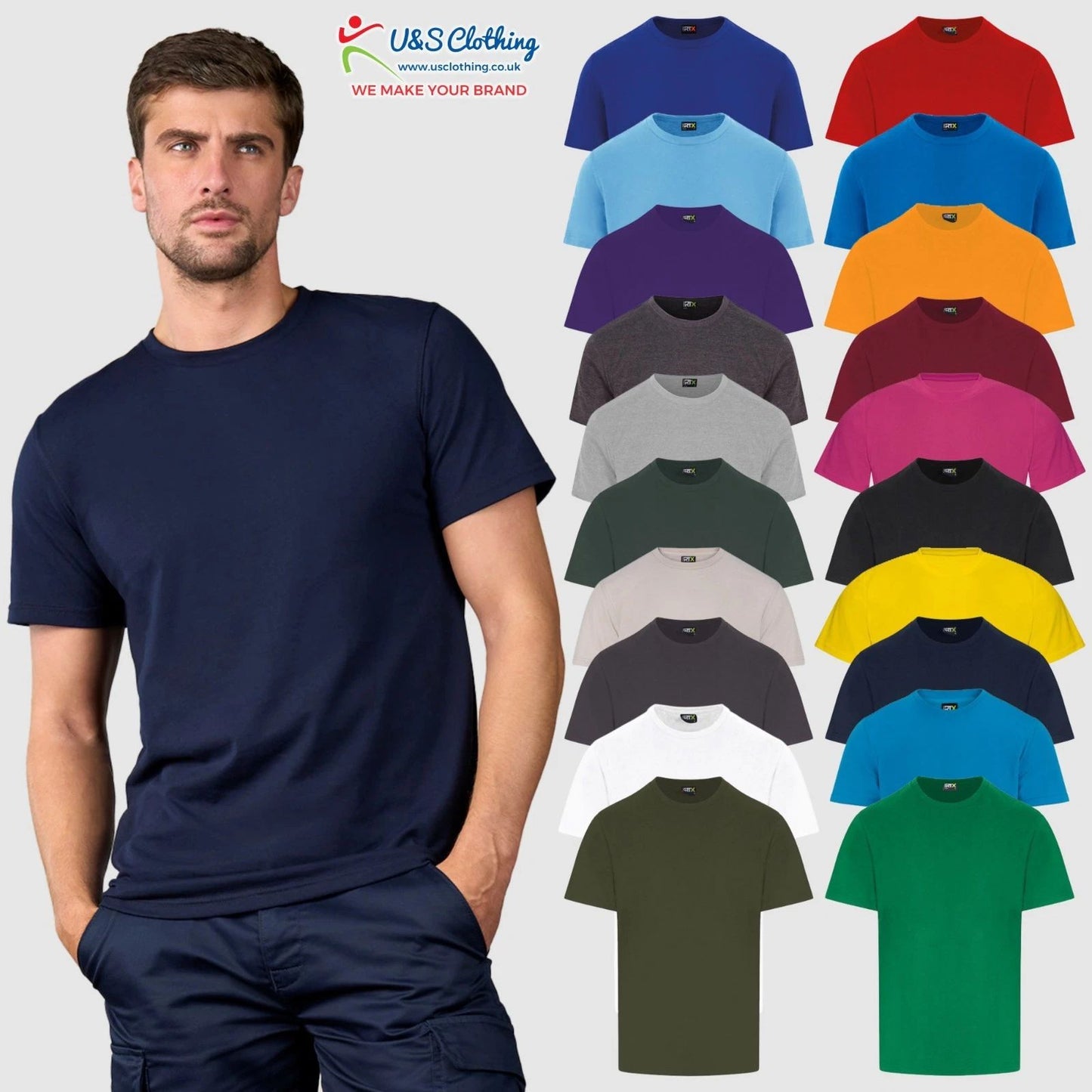 PRO RTX Mens Classic T-Shirt Short Sleeve Polycotton Tee Shirt TShirt Plain TOP