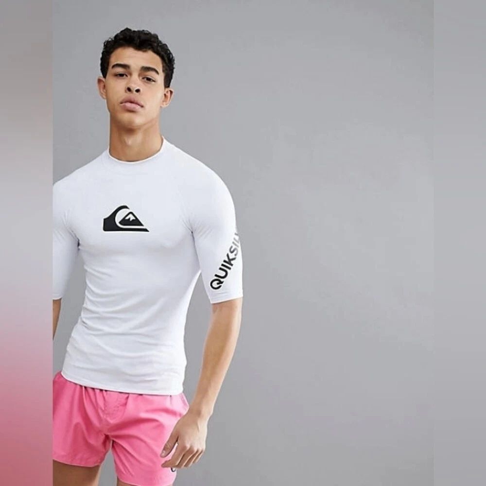 Quiksilver All Time Short Sleeve Surf T-Shirt In White SMALL