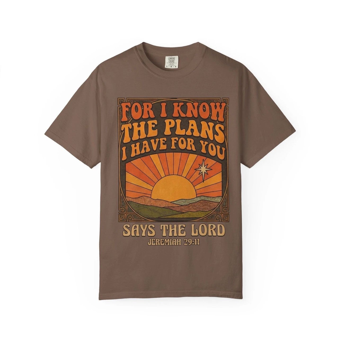 70's Retro For I Know The Plans Scripture Sunrise T-Shirt | Jeremiah 29:11