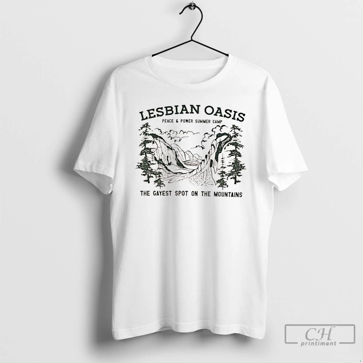 Classic Lesbian Oasis Peace Power Summer Camp The Gayest Spot On The Mountains Forest Graphic