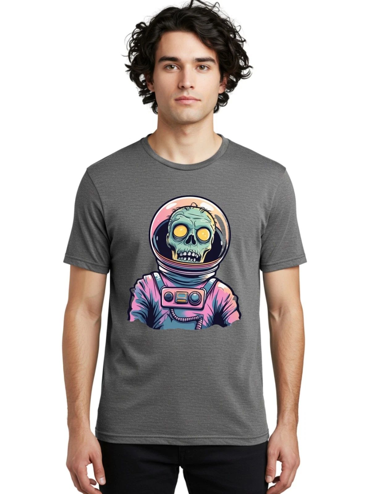 Zombie-Astronaut-3 Mens Graphic Tee,100% Cotton,Casual Summer Wear