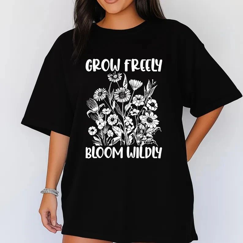 Grow Freely Bloom Wildly Shirt, Boho Floral Graphic Tee