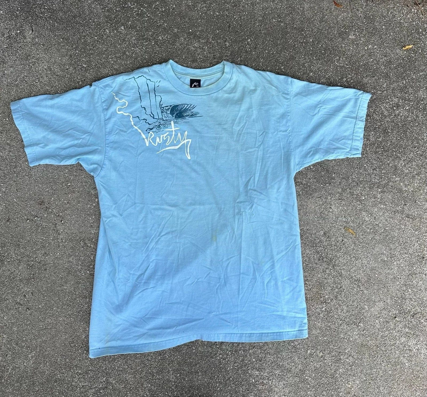 Rusty Surf Graphic T-Shirt Light Blue Size XL
