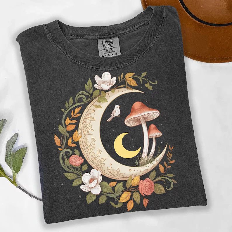 Boho Moon Mushroom Celestial Comfort Tee