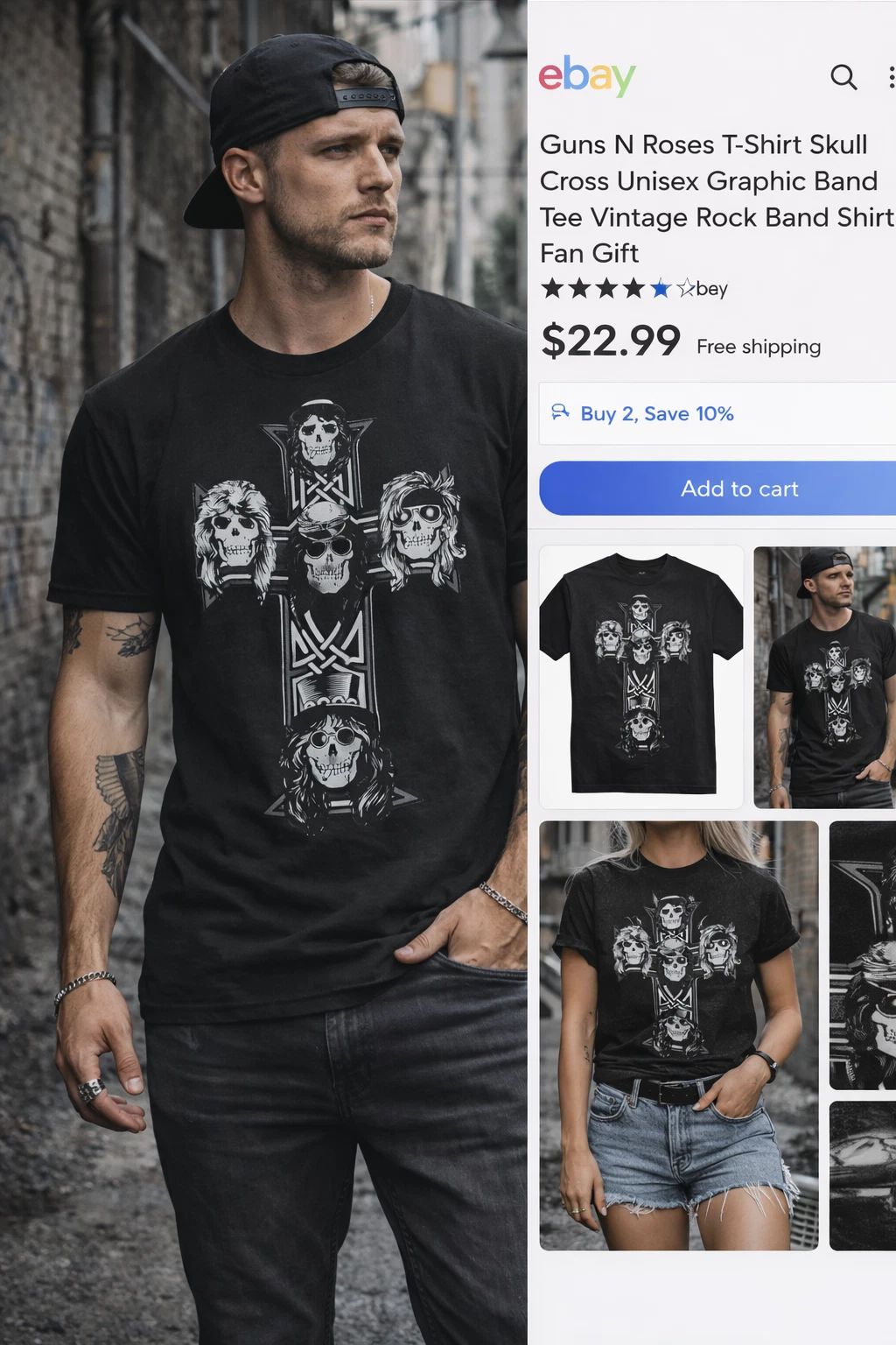 Skull Graphic Tee – Vintage Rock Style Streetwear