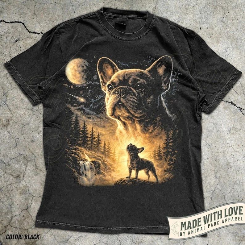 French Bulldog Howling To The Moon Vintage Graphic Dog Lover T-Shirt S-3XL