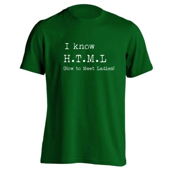 I Know Html Geek Nerd Humor Funny Forest Green Basic Men's T-Shirt
