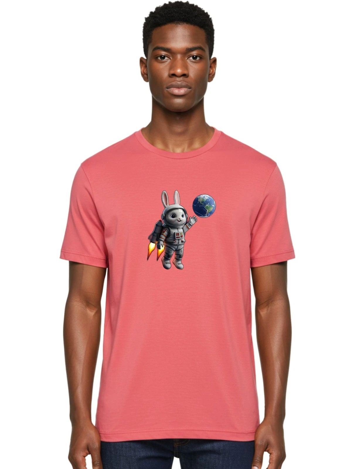 Astronaut-Bunny-22 Mens Graphic Tee, 100% Cotton, Casual Summer Wear