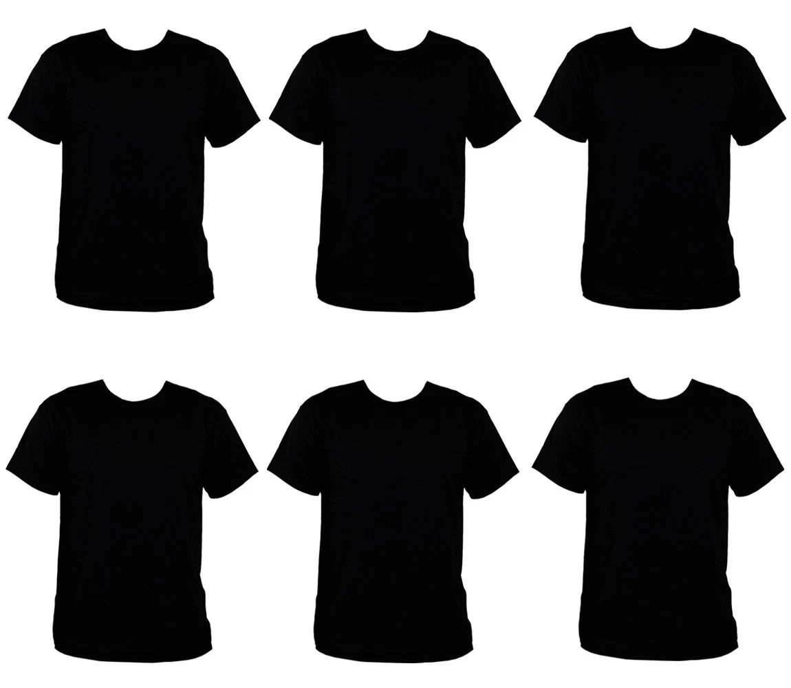 PACK OF 6 MENS BLACK CREW NECK T-SHIRT 100% COTTON ADULT SUMMER FASHION S-XXL