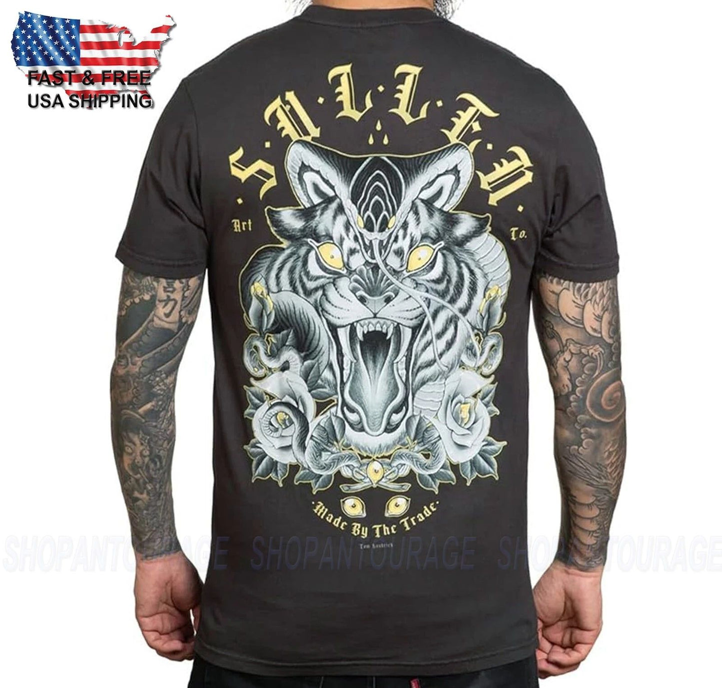 Sullen Art Collective Tiger Snake Premium SCM6322 Short Sleeve T-shirt For Men