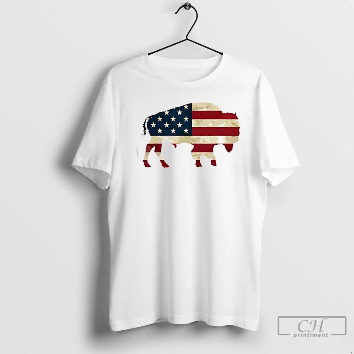 Premium Vintage Buffalo American Flag Bison Patriotic Gift T Shirts