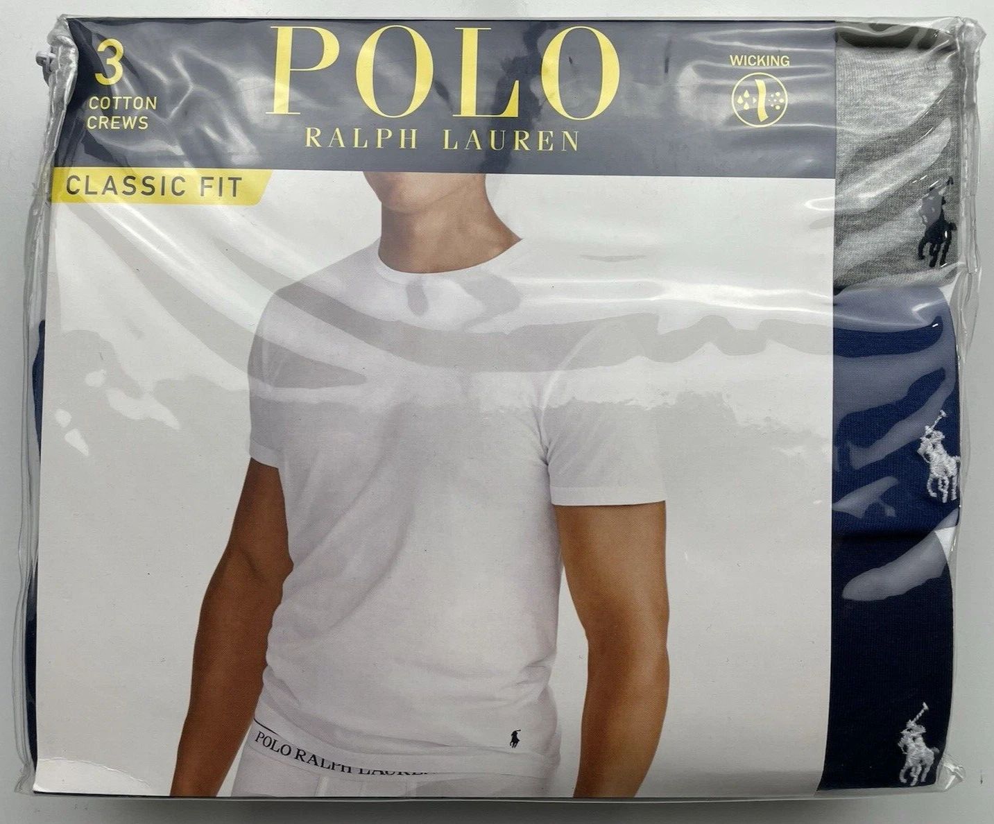 Polo Ralph Lauren Classic Fit Multicolor Cotton Crew 3 Pack T-Shirts Size Large