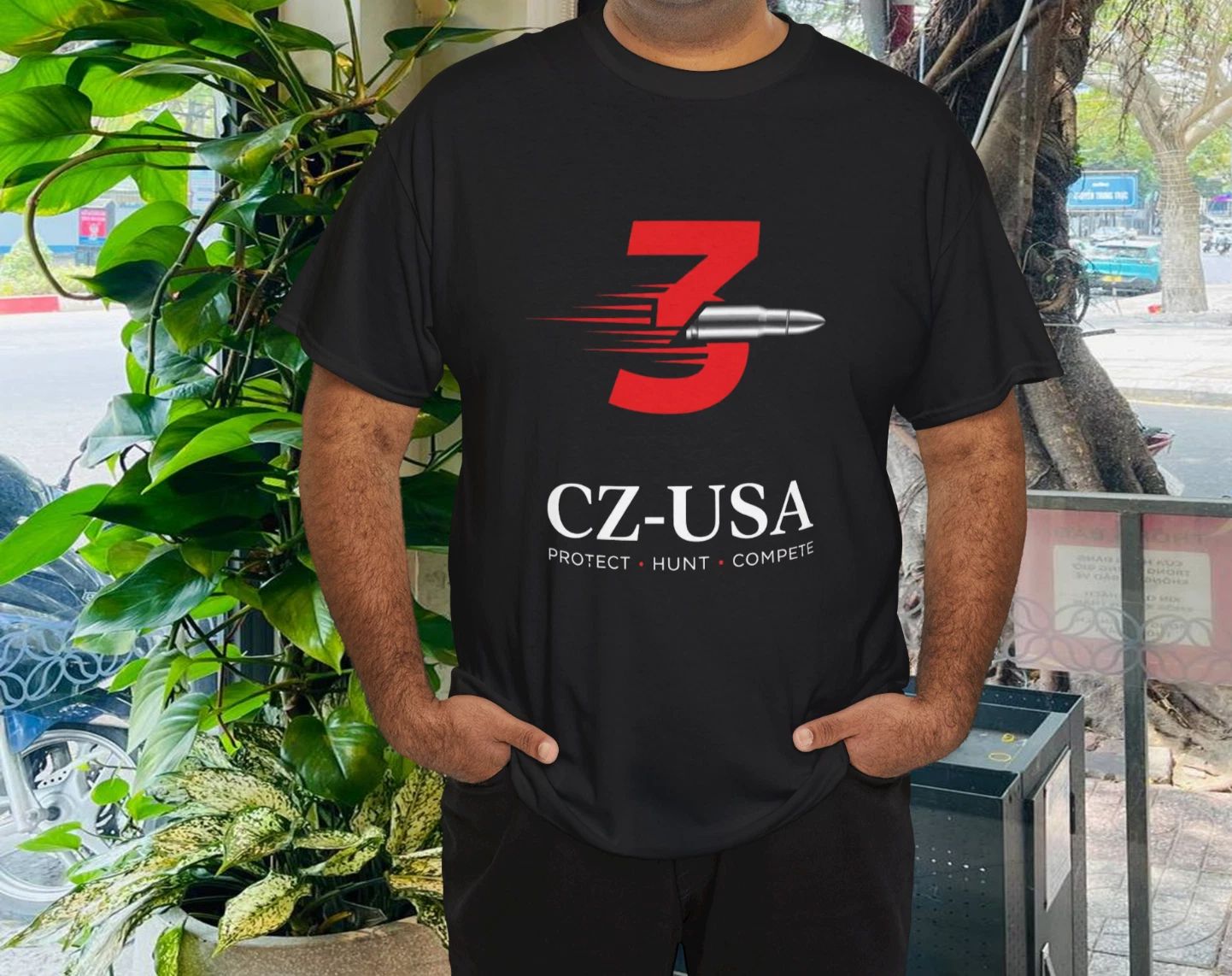 CZ-USA protect hunt compete Guns Logo American T-Shirt Funny