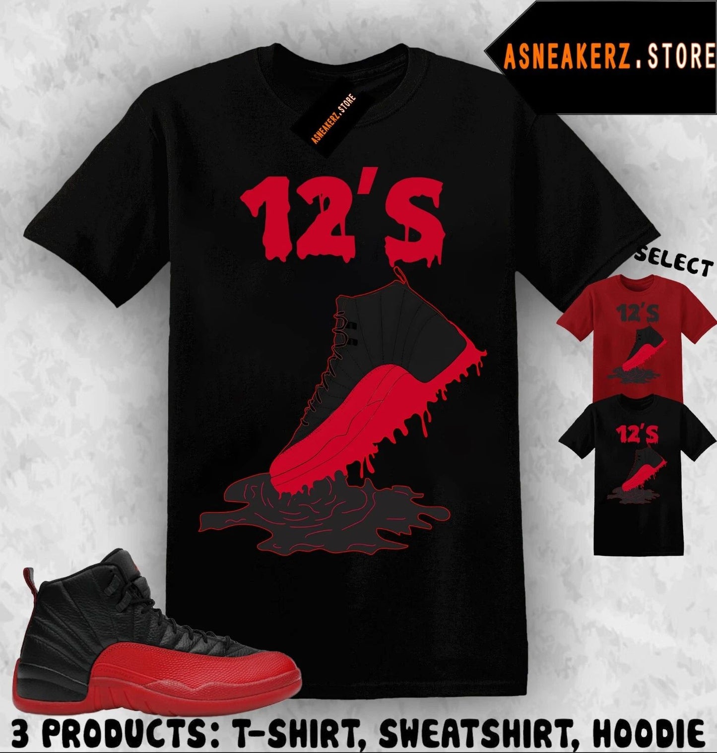 Tee Shirt Matching AJ 12 Flu Game To Match Sneaker Shoe Dripping 12s T-Shirt