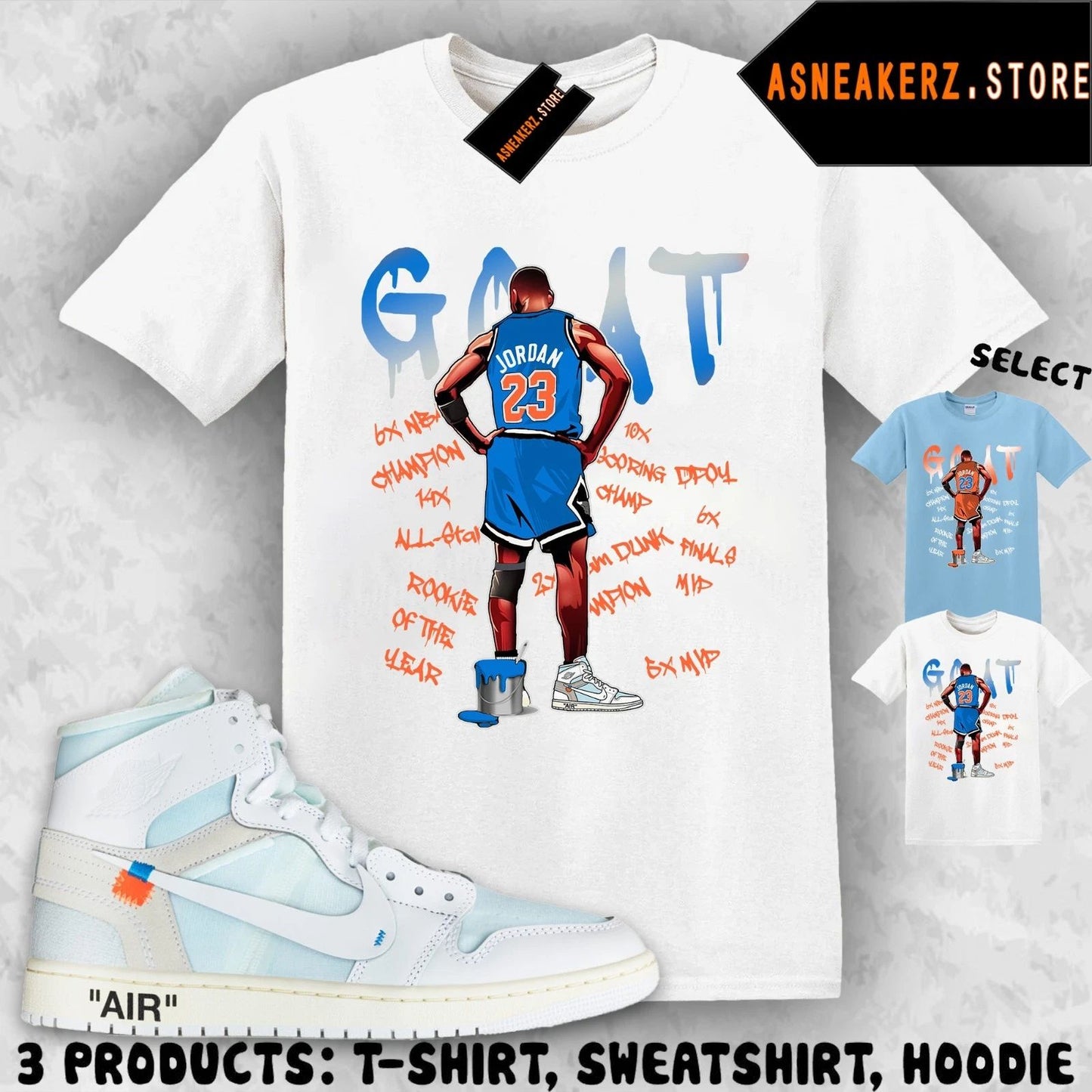 Tee Shirt Matching V.A.A. AJ 1 High Alaska To Match Sneaker MJ Goat T-Shirt