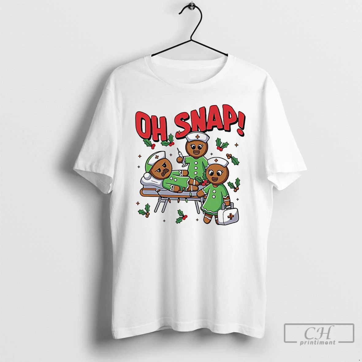 Classic Christmas Oh Snap Gingerbread Nurses T Shirts