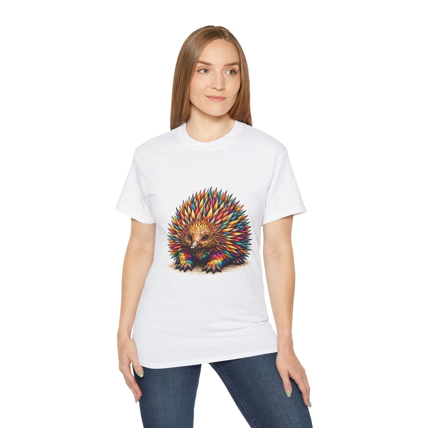 Colorful Spiky Echidna T-Shirt | Rainbow Porcupine Illustration