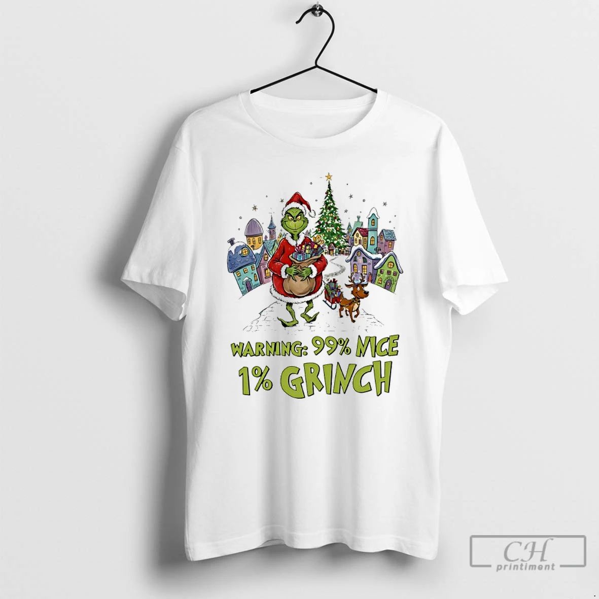 Classic Warning 99 Percent Nice 1 Percent Grinch Christmas T Shirts