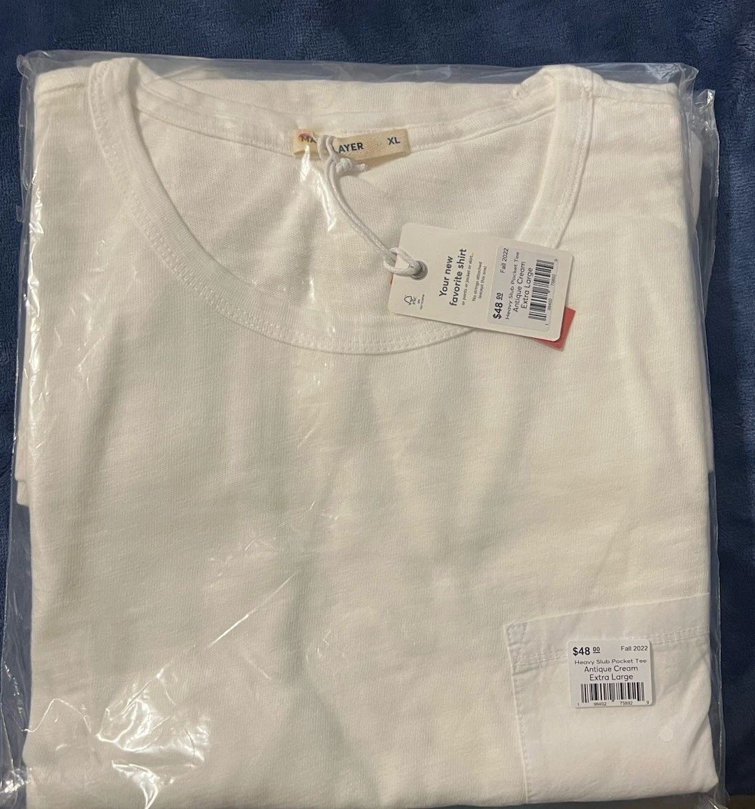 Marine Layer Heavy Slub Pocket Tee Antique Cream Short Sleeve Size XLarge $48