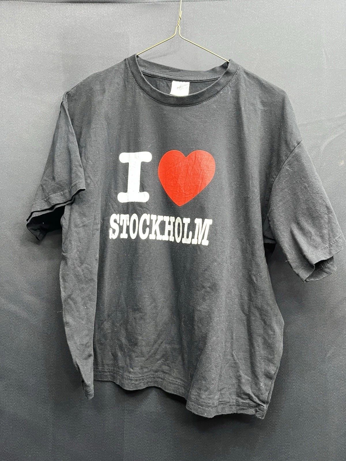 B&C Collection I Love Stockholm Men's Black Graphic T-Shirt L