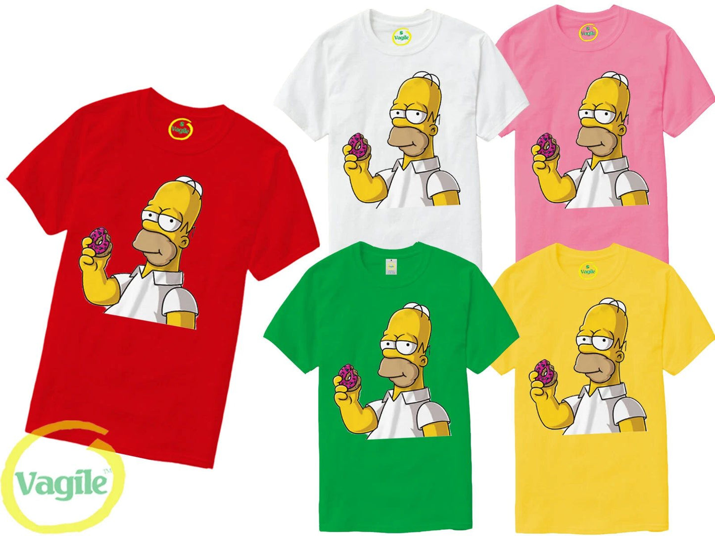 Homer Simpson Donuts The Simpson Funny Cartoon Unisex Kids Adults T-Shirt