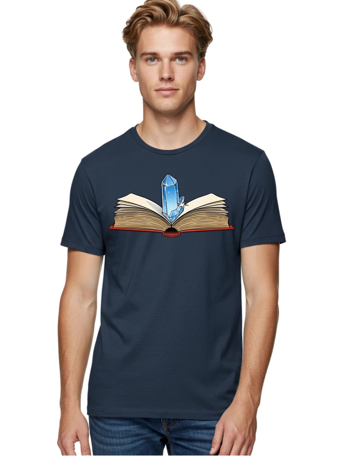 Crystal-Book Mens Graphic Tee, 100% Cotton, Casual Summer Wear