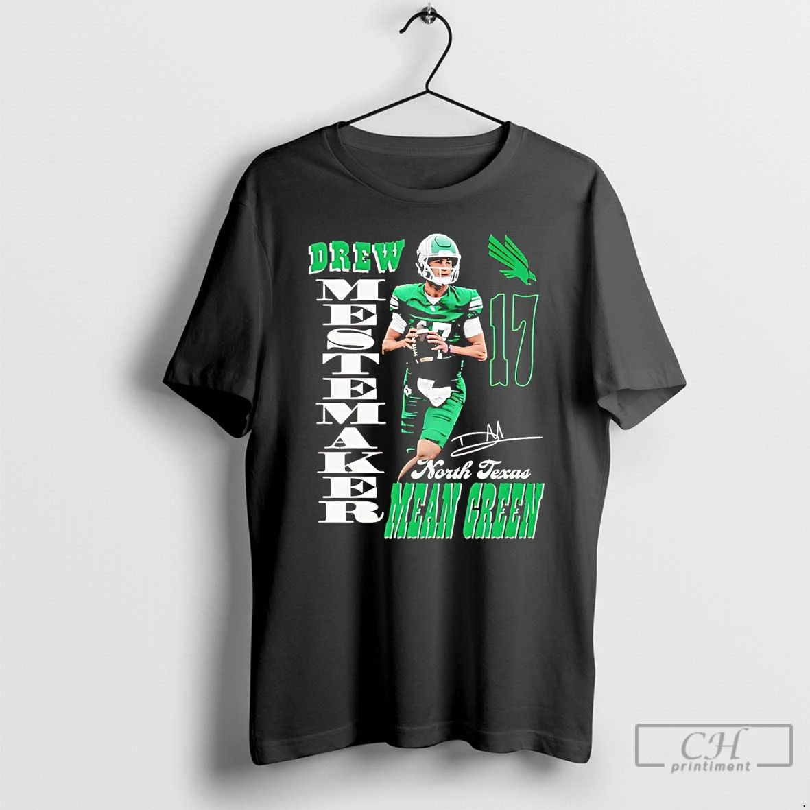 Premium Drew Mestemaker Portrait North Texas Mean Green T Shirts