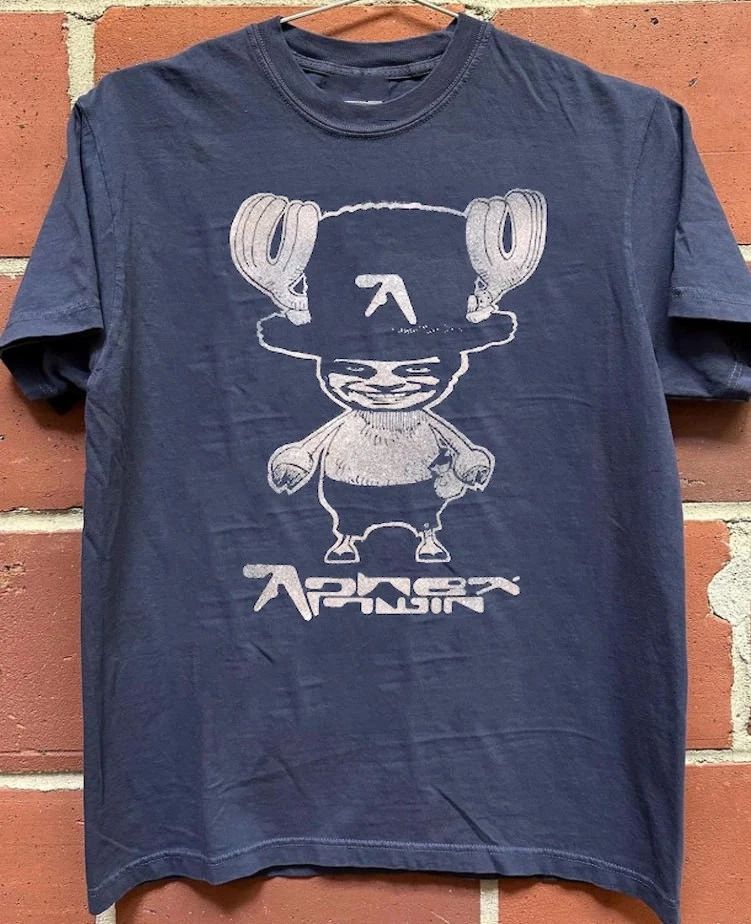 Aphex Twin Bleached Shirt 90s Navy Short Sleeve T shirt Unisex tee NH25412