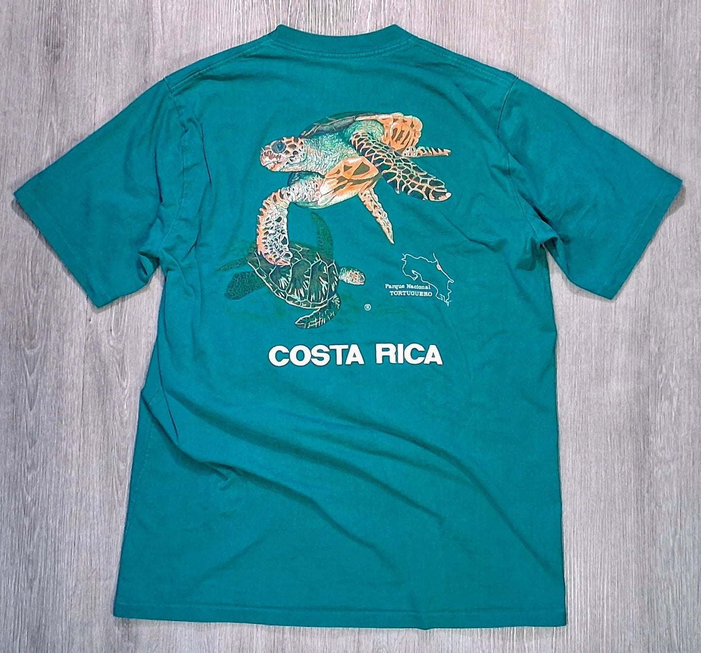 Vtg Costa Rica Tee Shirt Mens XL Green Sea Turtle - TORTUGUERO NAT'L PARK '90s