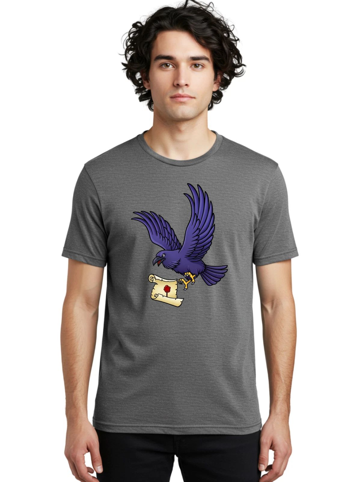 Raven-Mail Mens Graphic Tee, 100% Cotton, Casual Summer Wear