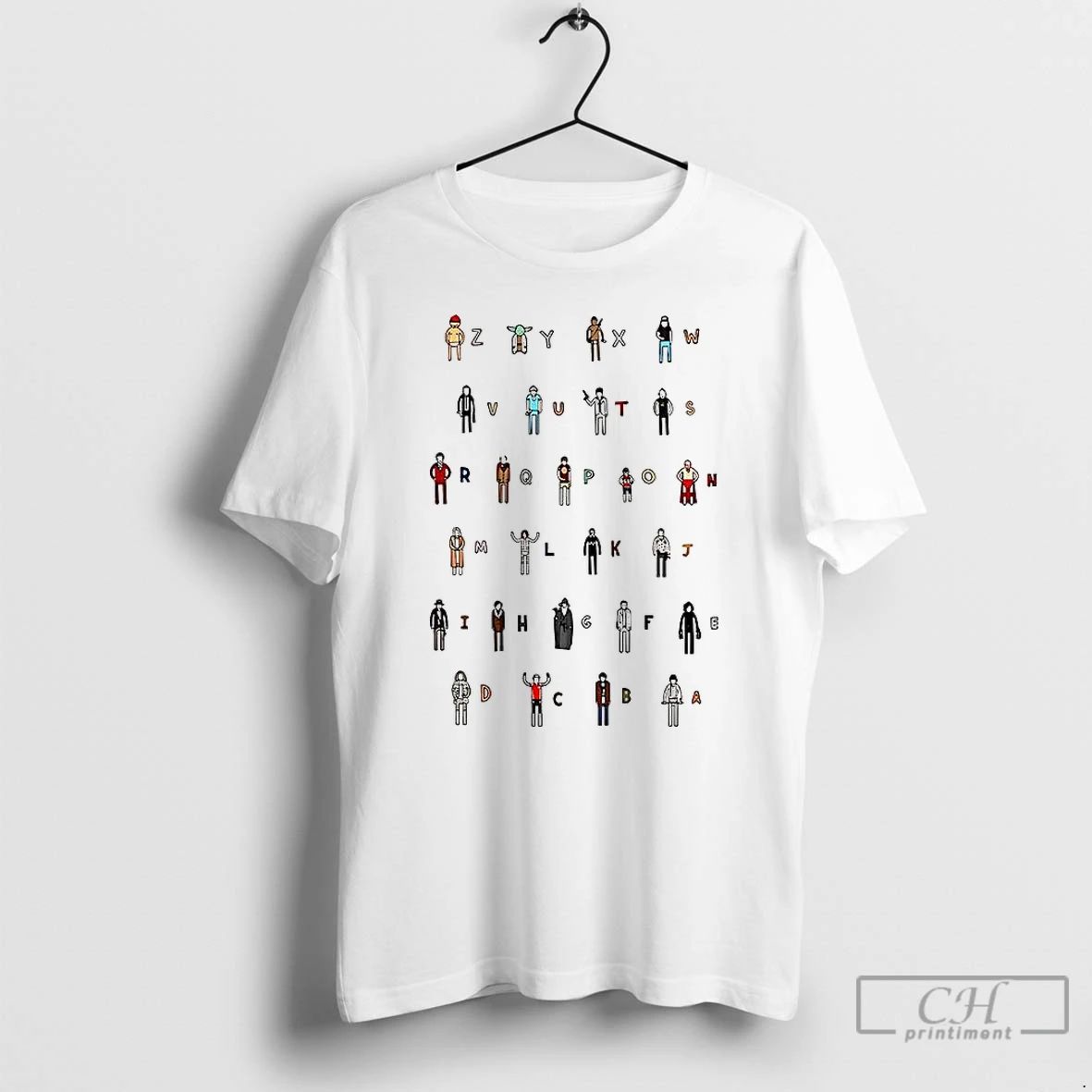 Classic Z A Movie Characters Alphabet T Shirts