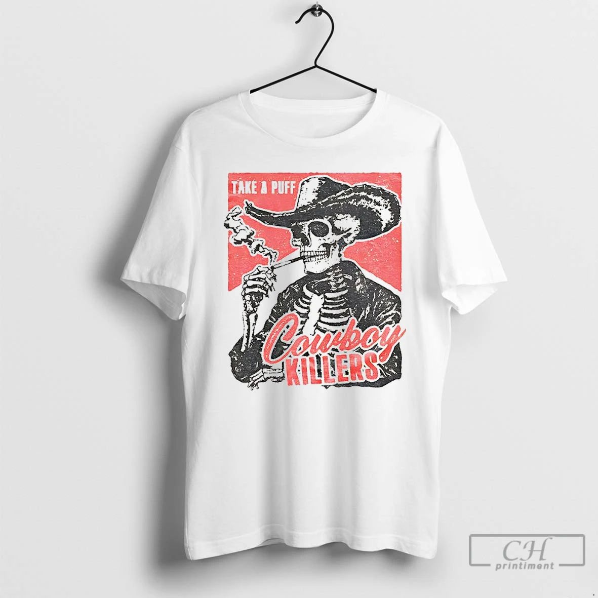 Classic Smoking Skeleton Cowboy Killers Take A Puff T Shirts
