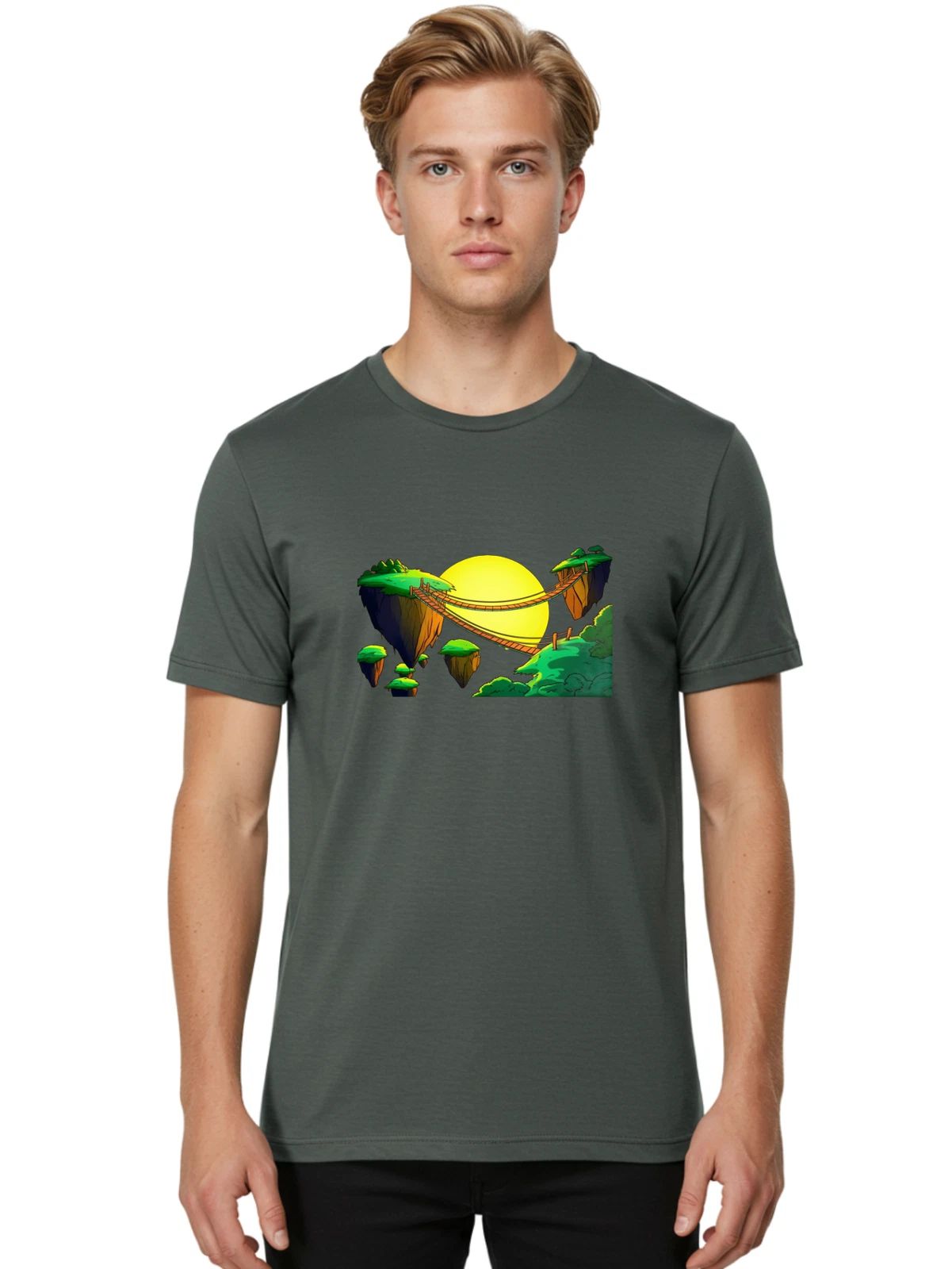 Suspension-Bridge Mens Graphic Tee, 100% Cotton, Casual Summer Wear
