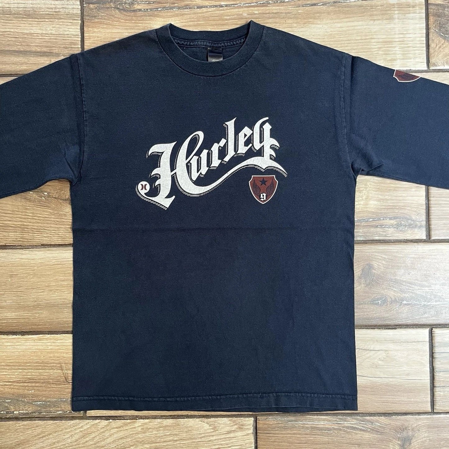 Y2K Vintage Hurley International Logo Long Sleeve Surfing & Swimming Blue Medium