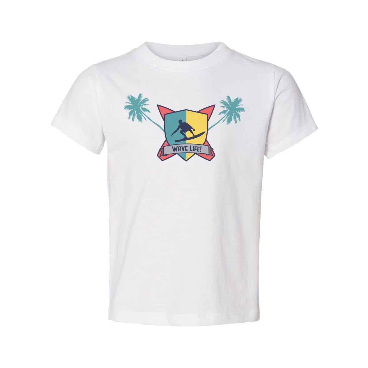 Unisex Surfing Crest Tee Featuring Wave Shield Emblem Palm Trees And Beachside G