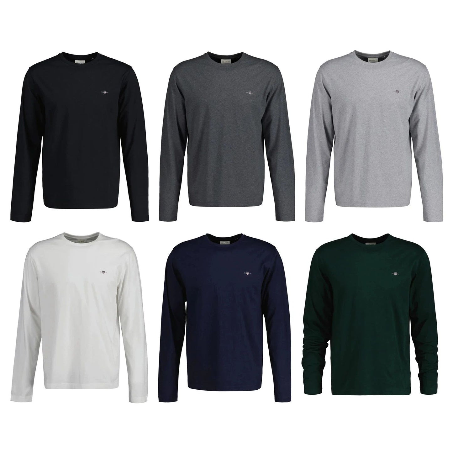 GANT Men's Long Sleeve - REGULAR SHIELD LS, Shirt, Crew Neck, Long Sleeve, Cotton...