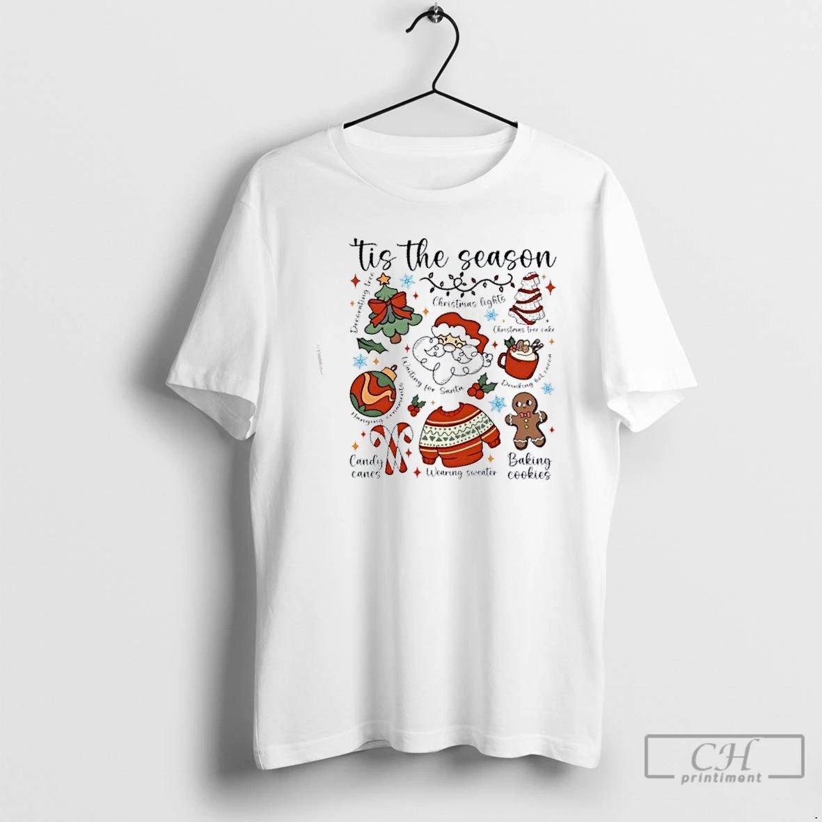 Classic Retro Ugly Christmas Doodles Funny T Shirts