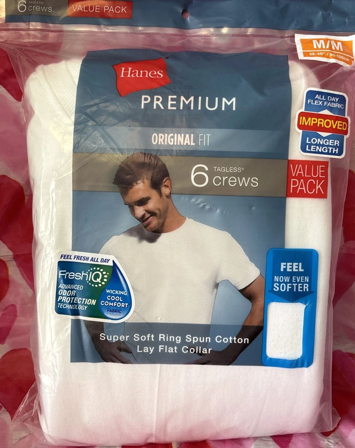 6 Pack Men’s Hanes Original Fit Tagless Short Sleeved T-Shirt White LG Fresh IQ