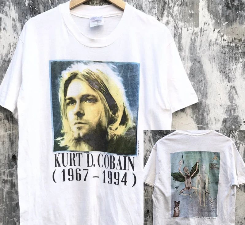 Vintage Memorial Kurt Cobain 1967-1994 Shirt Double Sides Unisex