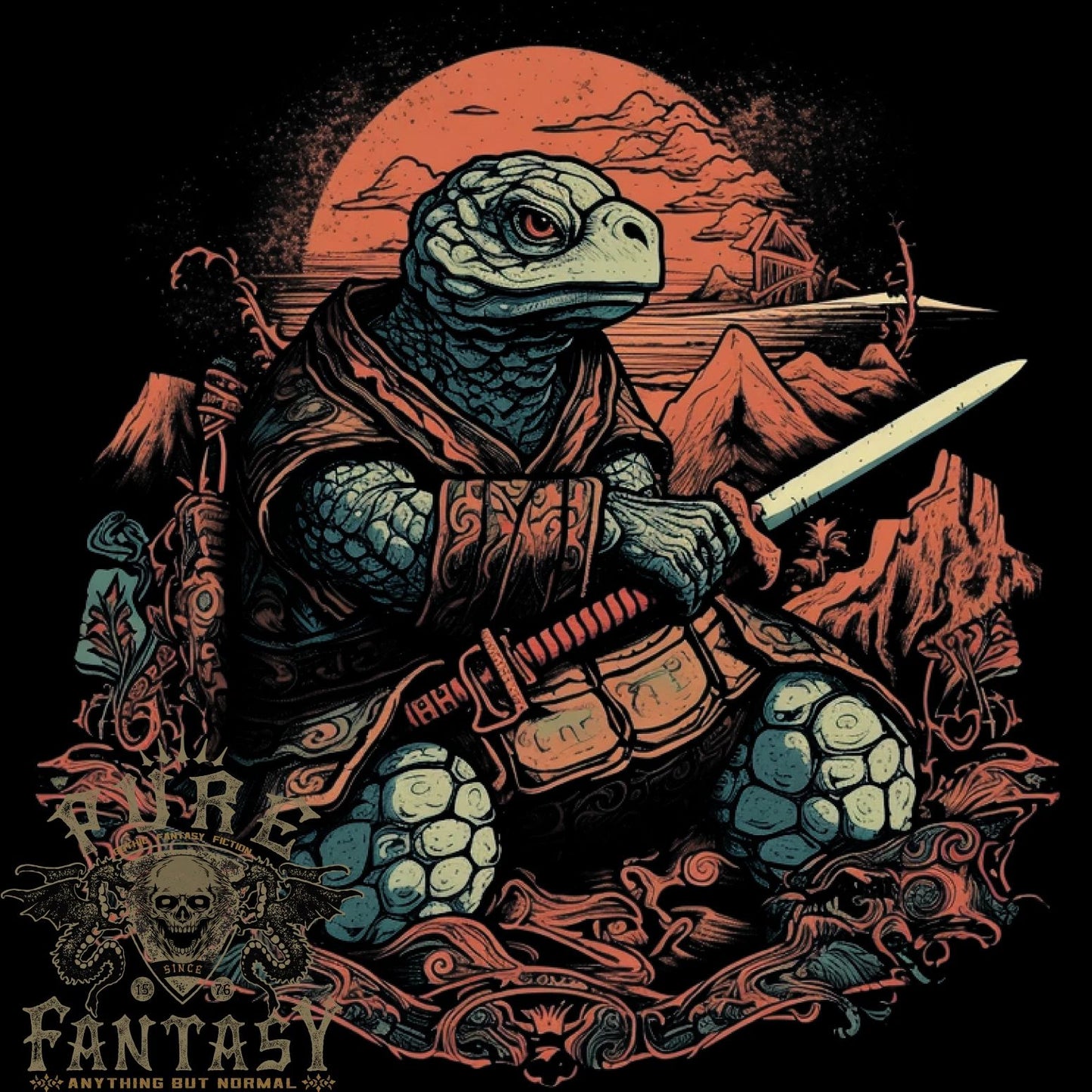 A Fantasy Samurai Turtle Tortoise Mens Light Cotton T-Shirt