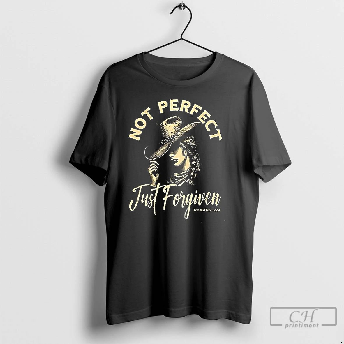 Premium Cowgirl Not Perfect Just Forgiven Romans 324 T Shirts