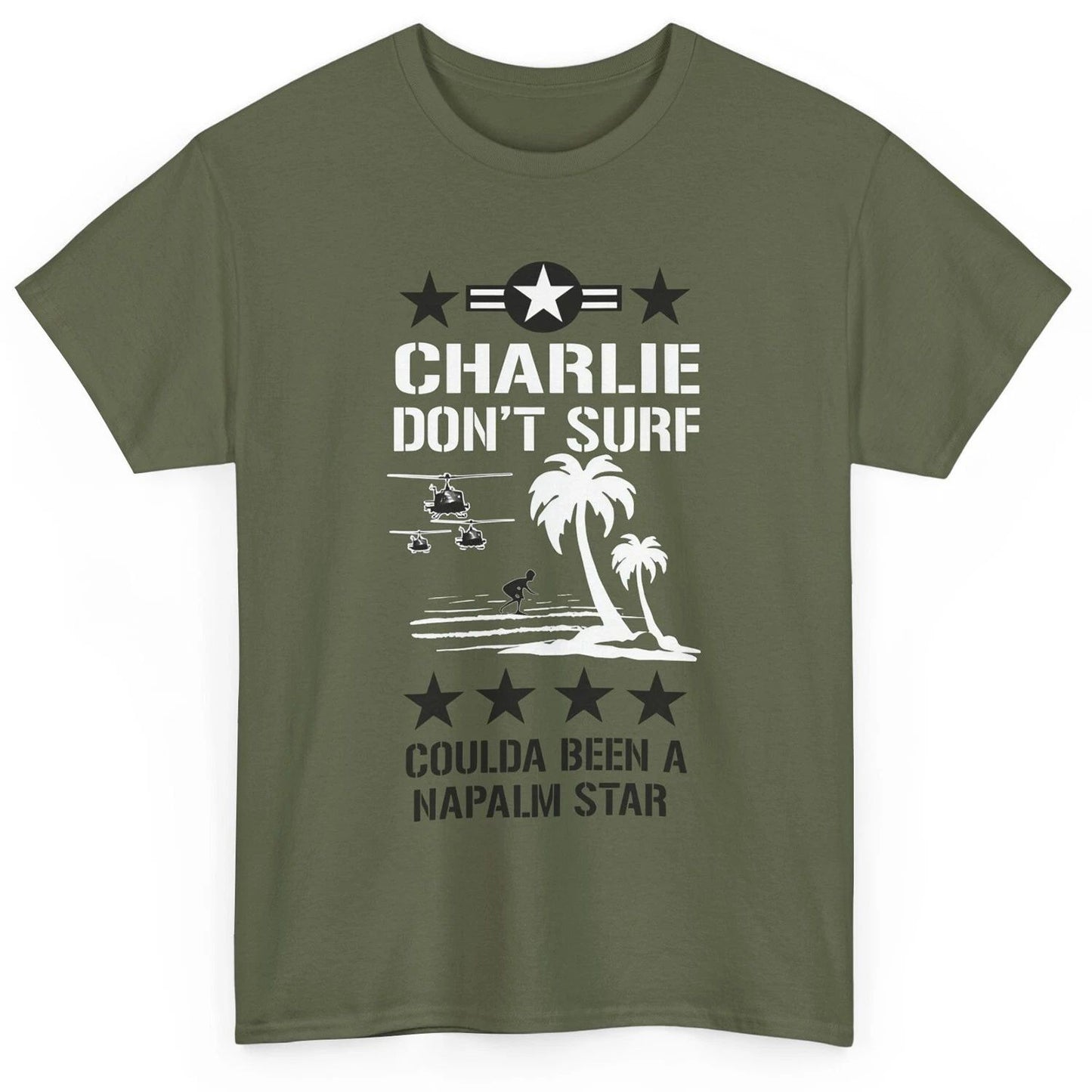 The Clash Inspired T-Shirt, The Clash - Charlie Don’t Surf Green Tee, Size S-5XL