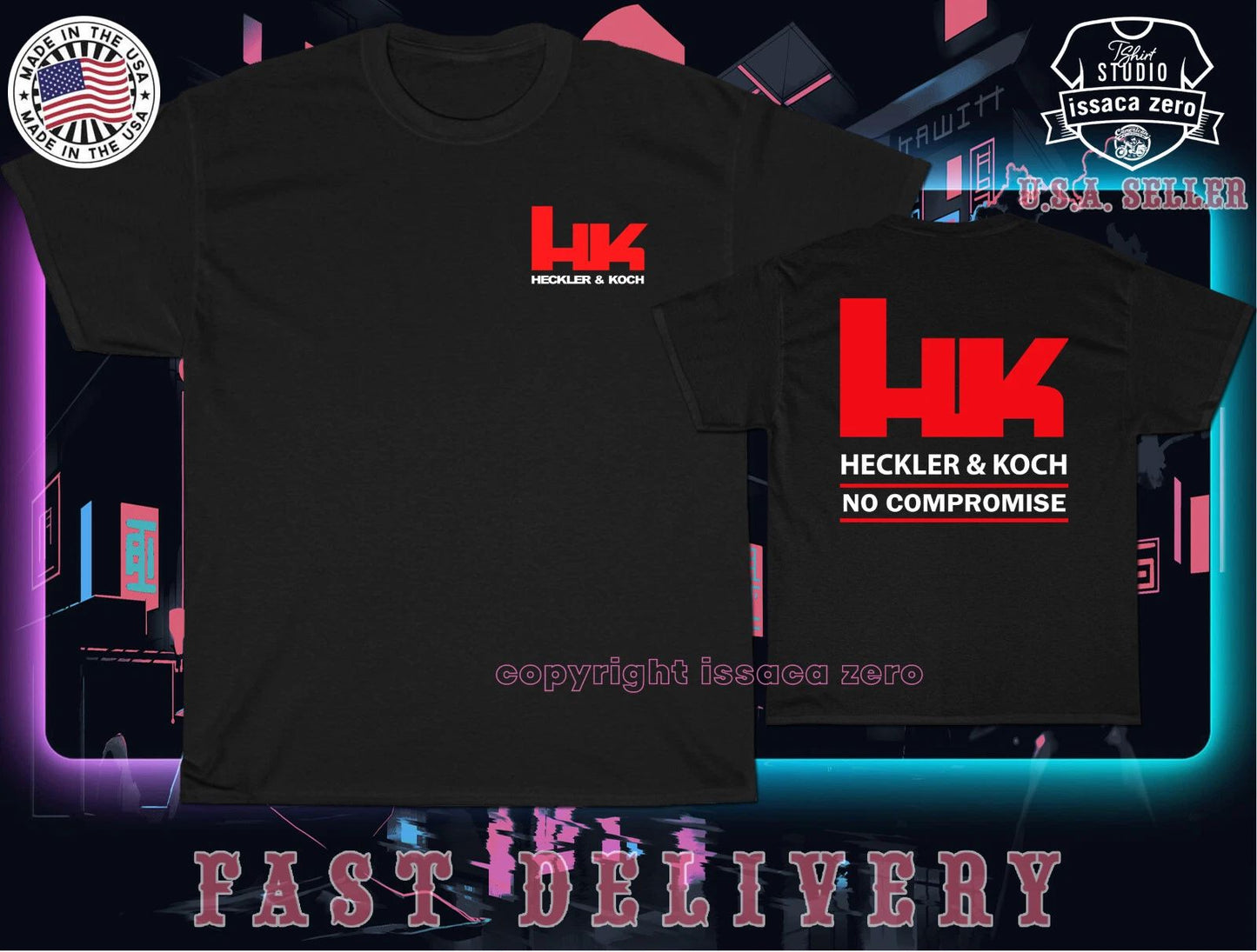 Heckler & Koch HK Logo Men's T-Shirt American T-Shirt Size S-5XL