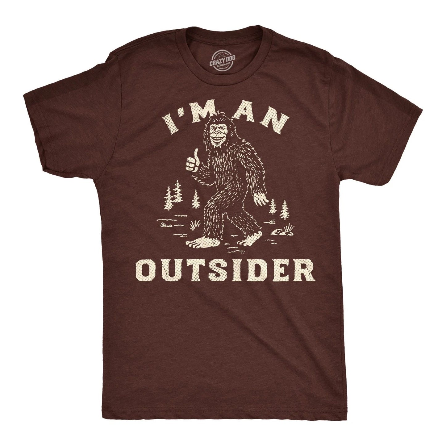 Mens Funny T Shirts Im An Outsider Sarcastic Bigfoot Graphic Novelty Tee for Men
