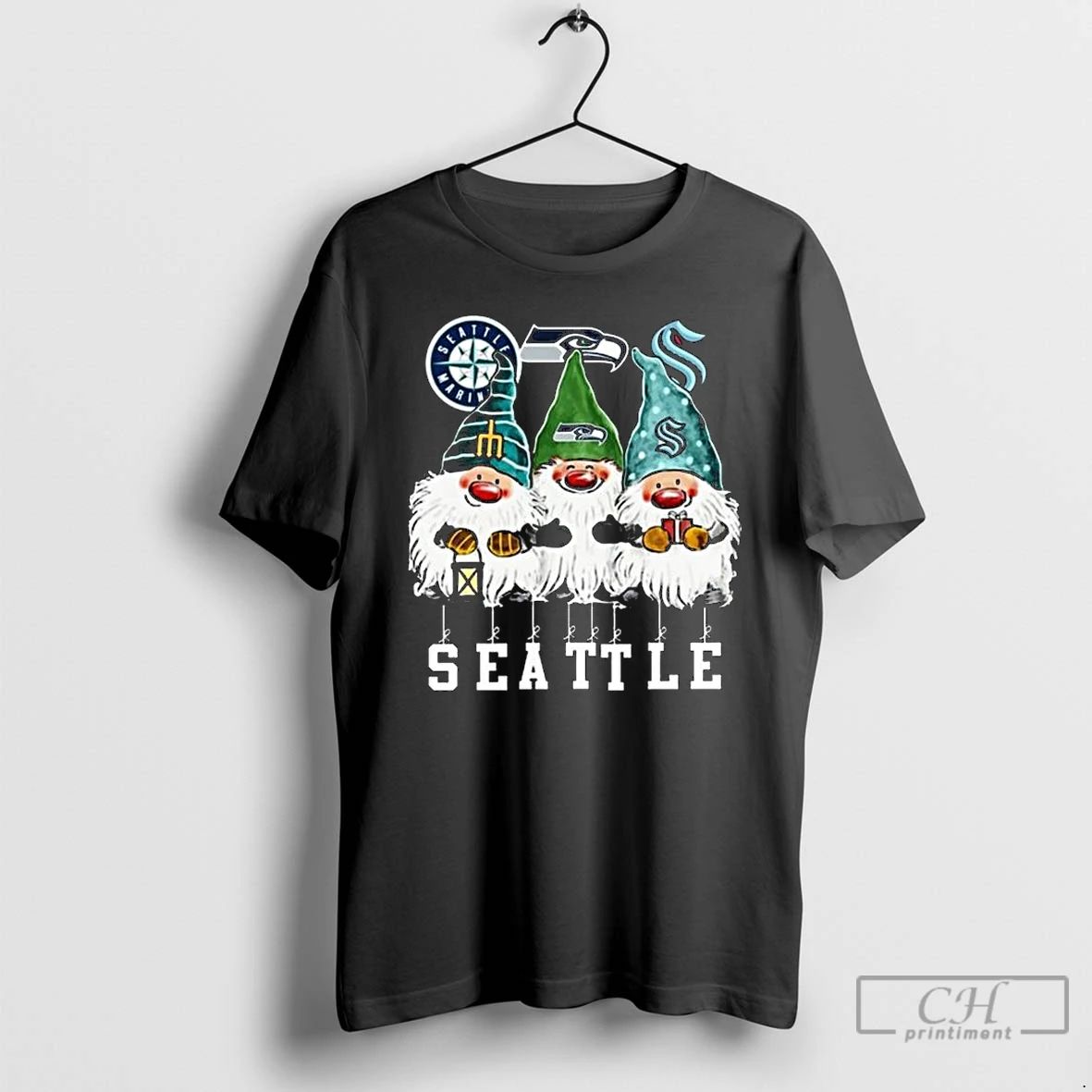 Premium Gnome X Seattle City Sports Team Mariners Seahawks And Kraken Merry Christmas 2025 Long